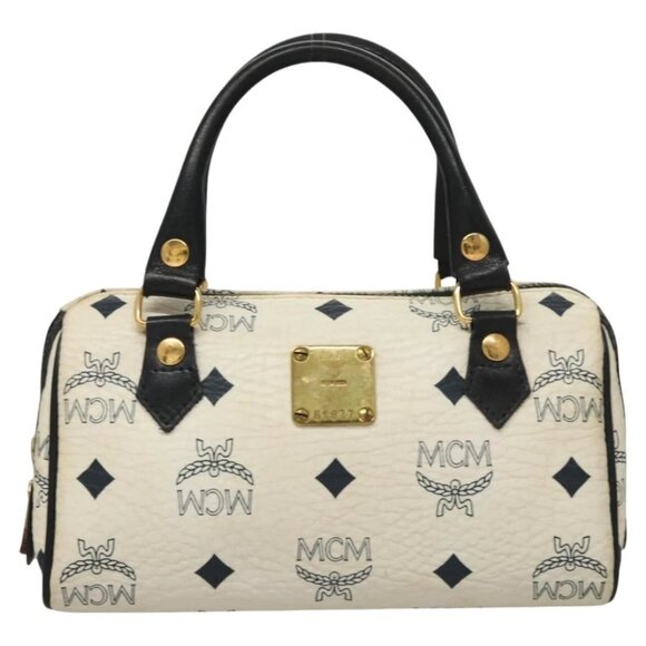 MCM Vicetos Logogram Hand Bag PVC Leather White - Picture 2 of 16